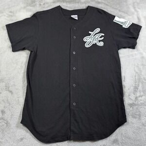 Streetwise LA Baseball Jersey‎ Mens Medium Black Cotton Button Up 03 Los Angeles